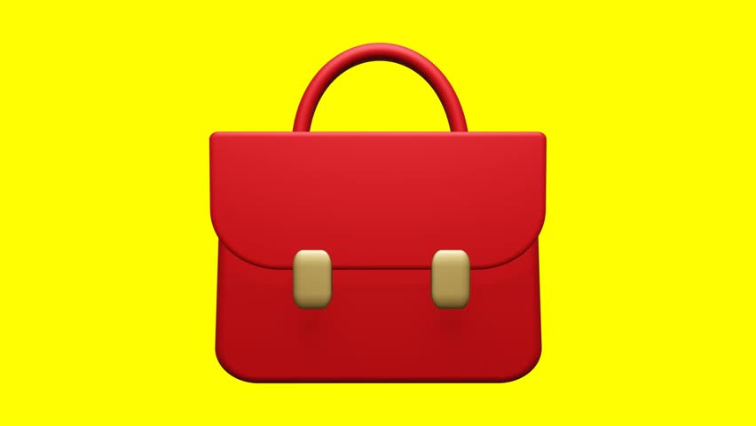 Animated Red Briefcase 3D Icon – Business Career, Professional Office, Corporate Workflow and Finance Concept Video