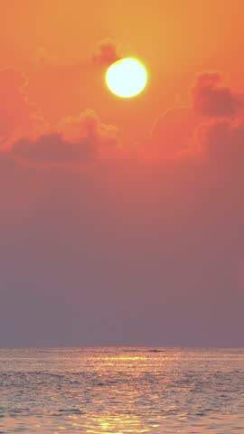 View at sunset on maldivian sea. Travel destination. Vertical footage