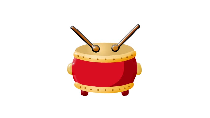 2D Animated drum for Lunar New Year festival theme. Ideal for cultural videos, parade visuals, festive promos, and celebration animations.