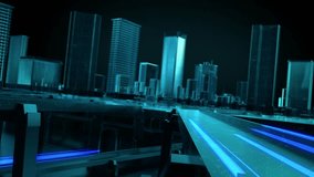 Futuristic Digital Cityscape with Glowing Blue Lines and Modern Skyscrapers at Night - Powered by Shutterstock - Get 15% off with code: PIKWIZARD15