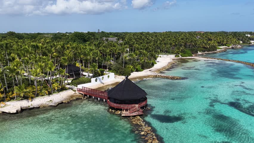 Playa Blanca Beach At Punta Cana In La Altagracia Dominican Republic. Paradisiac Landscape. Beachfront Resorts. Travel Destinations. Playa Blanca Beach In Punta Cana Dominican Republic.