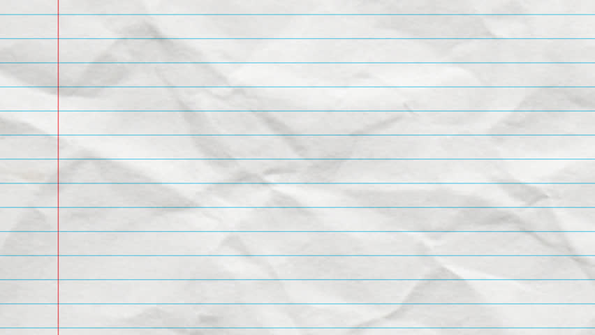 Blank crumpled lined notebook paper texture animated in stop motion style. Handmade wrinkled paper background for creative motion design and transitions.