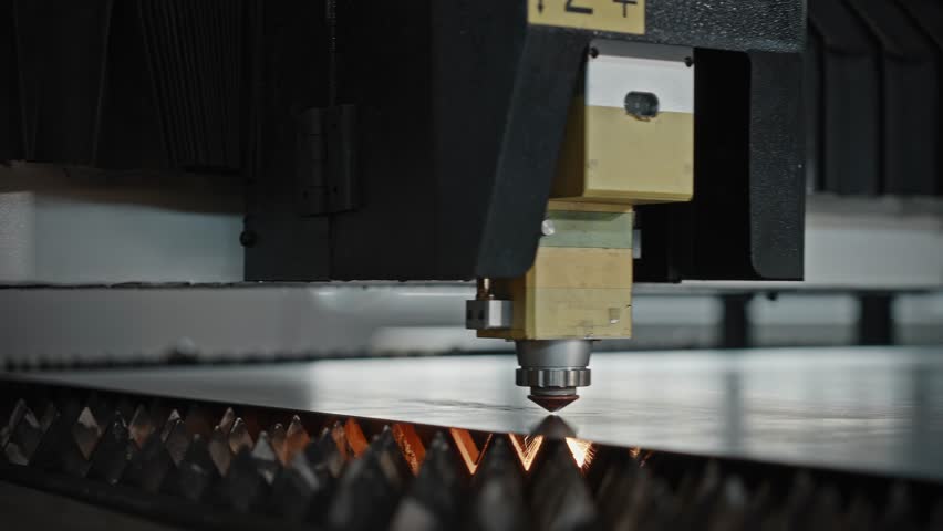 Bright Sparks From Laser, Precision Laser Processing Generating Sparks And Heat Glow During Cutting