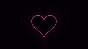 A glowing neon heart pulsates in the center of a dark screen, emitting shockwaves of light. This seamless loop features vibrant pink and purple colors. - Powered by Shutterstock - Get 15% off with code: PIKWIZARD15