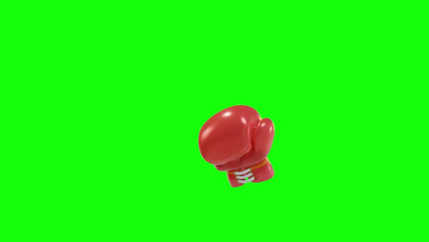 3d red boxing glove punching with comic pow text on transparent background.