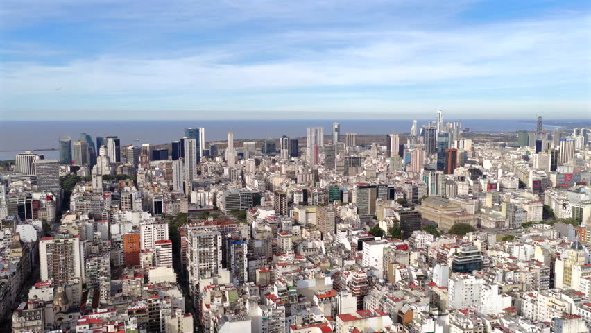 Buenos Aires Aerial View With Puerto Madero and Rio de la Plata in the background.