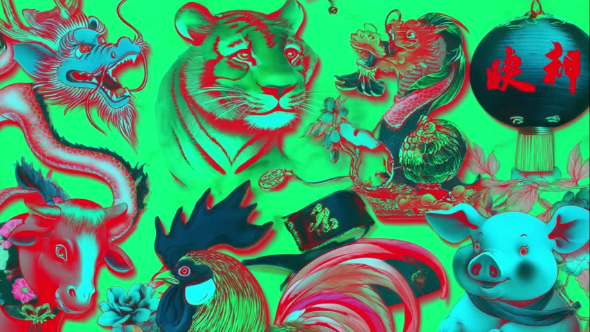Pop-art inspired wall featuring Chinese dragon in anime style. Surrounded by calligraphy, paint smears, vivid spray art, stickers, and brush patterns. Chinese symbols not actual text.