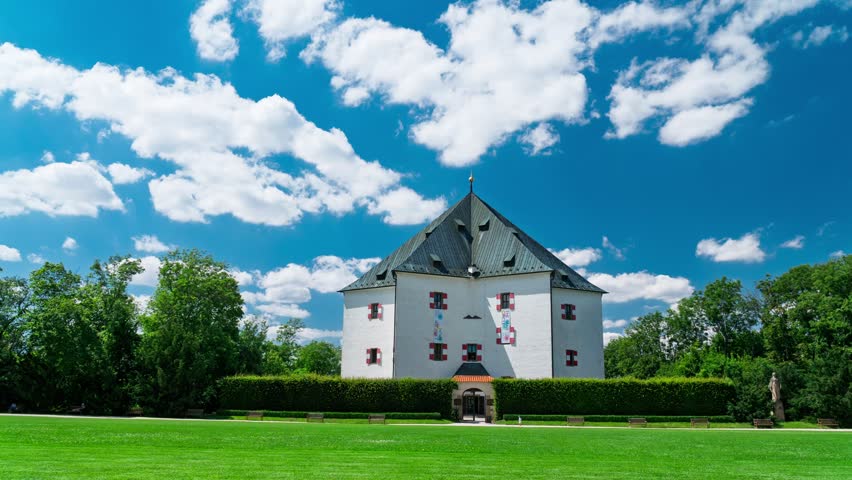 Time lapse of Letohradek Hvezda in Prague with fast moving clouds
