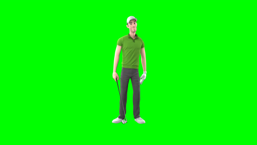 Sad golf player 3D green screen animation showing disappointment emotion. Perfect for sports failure scenes, motivation edits, emotional storytelling, ads, presentations, and digital content projects.