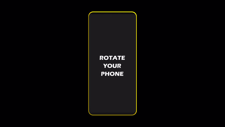 Clean yellow Rotate Your Phone animation with minimal dashed motion cue. Perfect for mobile apps, stories, reels, games, and UI layouts. 5-second loop with transparent background.