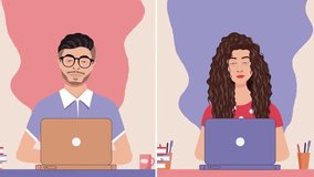 Online Team Working Together – Remote Collaboration, Video Call and Digital Workplace 2D Animation - Powered by Shutterstock - Get 15% off with code: PIKWIZARD15