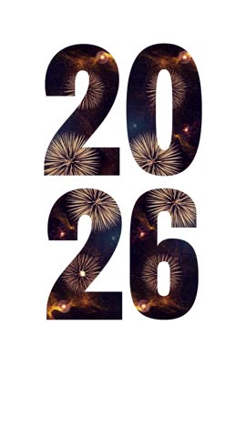 2026 Happy New Year Fireworks Background. New Year 2026 Fireworks Celebration. Fireworks 2026 Text Effect On White Background. 