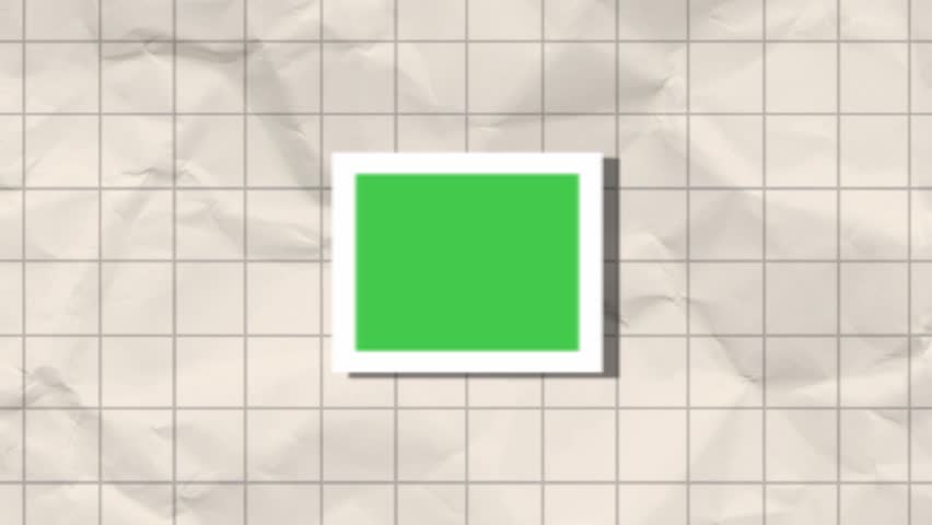 Chroma Key Moving photo frame border combined with crumpled paper animation texture on Green Screen, perfect for creative transitions and nostalgic video projects.
