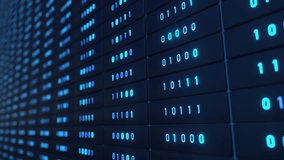 Close up data processing, binary code, supercomputer, big data, datacenter, encryption. Computer network, cloud computing, server, data, technology, safety. 3D animation - Powered by Shutterstock - Get 15% off with code: PIKWIZARD15