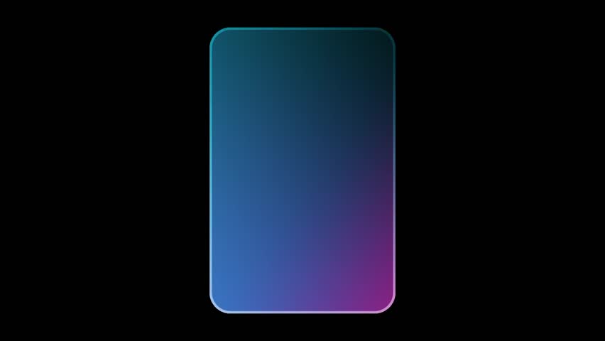 A tall and slender vertical glass card with a soft blue and purple gradient fill stands alone in the center of the dark frame for a minimal look
