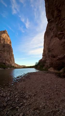 180 Degree View of the Rio Grande River During Golden Hour (Big Bend National Park, Texas, USA)
