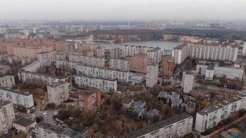 Aerial Descent above Dense Housing Area