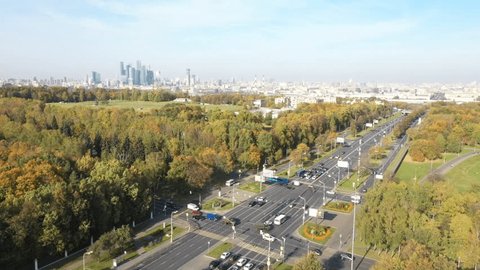 Drone Pulling Back over Highway Crossing