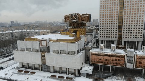 Aerial View of Russian Academy of Sciences in Moscow Winter