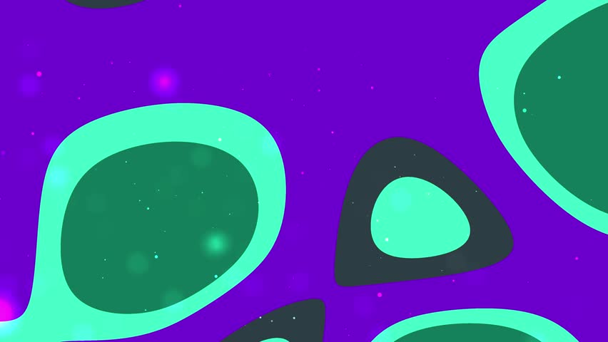 Abstract colorful shapes and patterns in vibrant teal and purple.