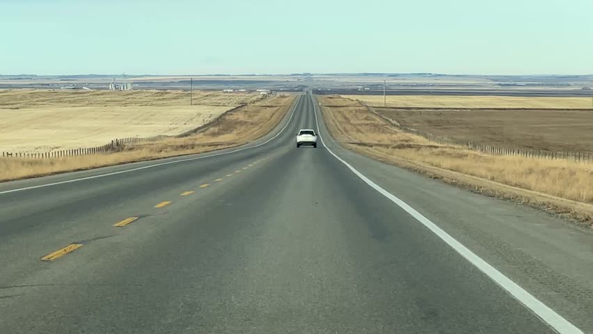 Driving on Back Country Roads in Rural Alberta, Canada