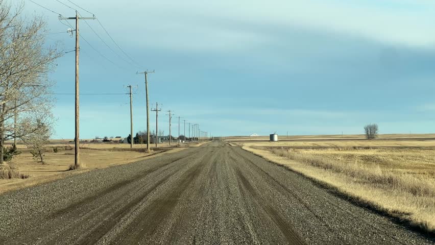 Driving on Back Country Roads in Rural Alberta, Canada