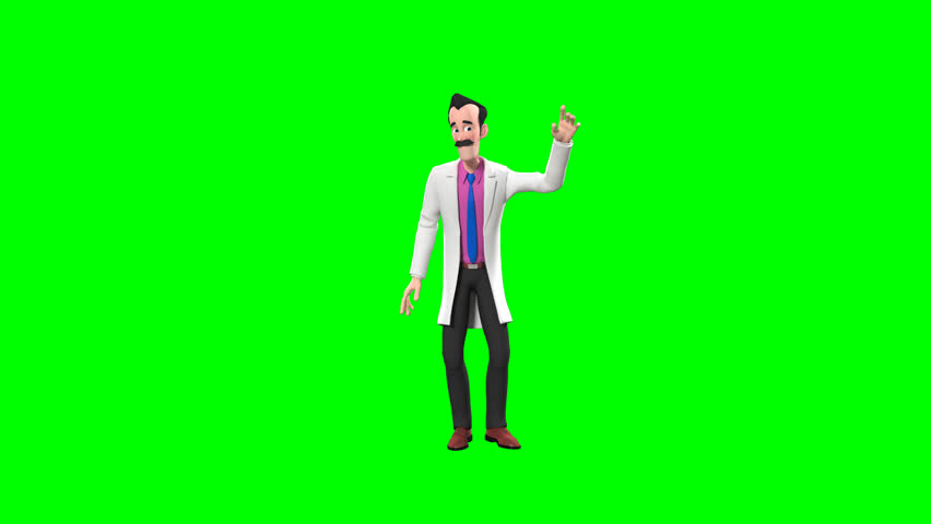 3D male doctor jumping and waving on green screen. Friendly healthcare character animation for medical promo, hospital ads, education videos, social media content, and digital marketing projects.
