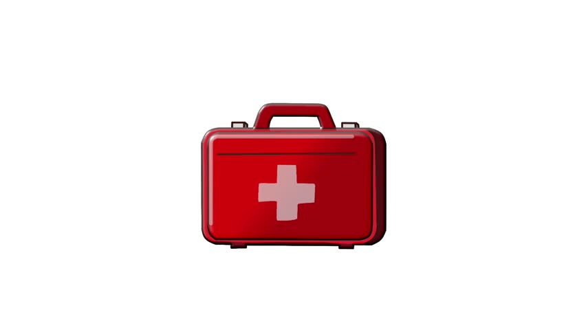 2D Animated first aid kit for outdoor safety and survival theme. Perfect for emergency videos, camping guides, and health awareness content.