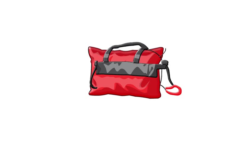 2D Animated emergency rescue bag for outdoor survival theme. Perfect for safety videos, adventure promos, emergency guides, and training visuals.