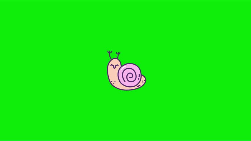 Cute Snail Animation, Perfect for children’s content, educational videos, storytelling, eco-themed projects, cartoons, presentations, and social media animations. Animation, green screen background. 