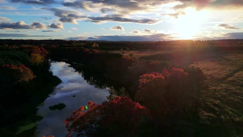 Wisconsin River Sunset In The Fall