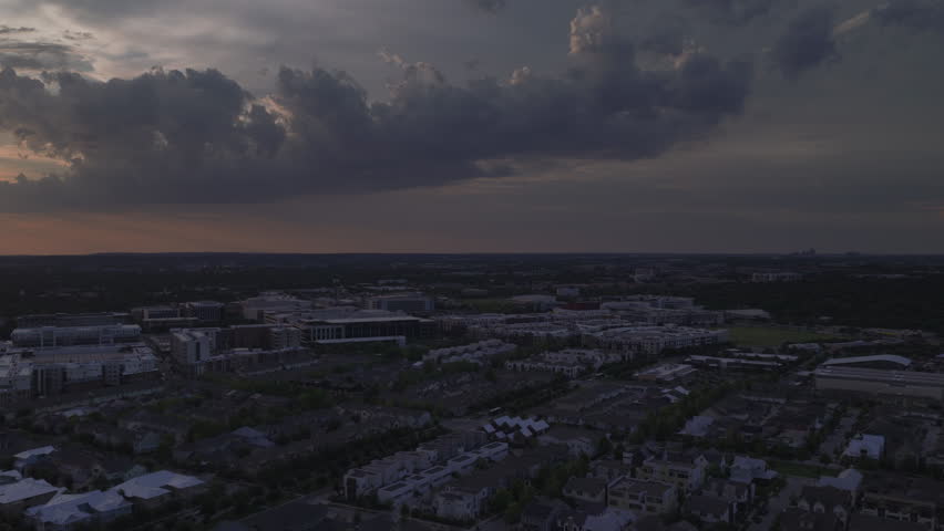 Drone Sunset Over Mueller Lake as Light Shifts Across Austin’s Urban Landscape (Part 1)