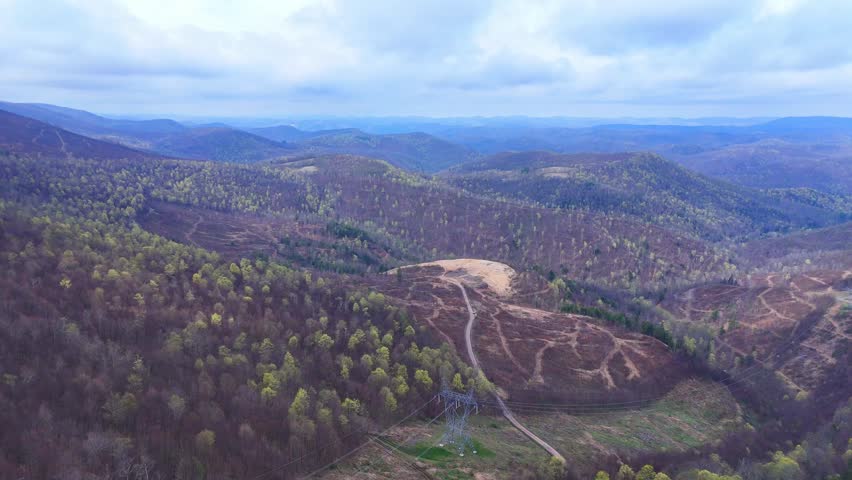Expansive aerial view of forested Appalachian Mountains near Thomas, West Virginia, USA