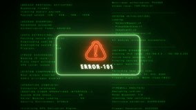 Glowing Neon Red Exclamation Mark and Error 101 Message on Digital Green Code Background image photo - Powered by Shutterstock - Get 15% off with code: PIKWIZARD15