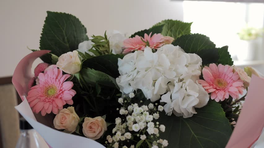 Detailed View of Pink Roses Wedding Flowers