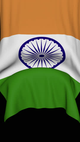 India Curtain Flag Transition Animation on Alpha Channel, Loop
