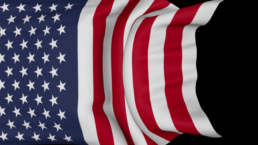 Curtain USA Flag Transition Animation, on Alpha Channel, Loop
