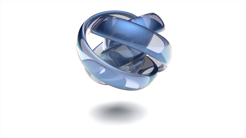 Abstract Blue knot on white bg rotate endless 4k. 3D Illustration