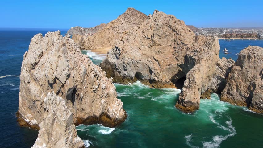 Interesting cliffs and rock formation in Los Cabos, Cabo San Lucas, BCS, Mexico 4k