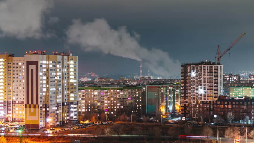 night view of moscow city