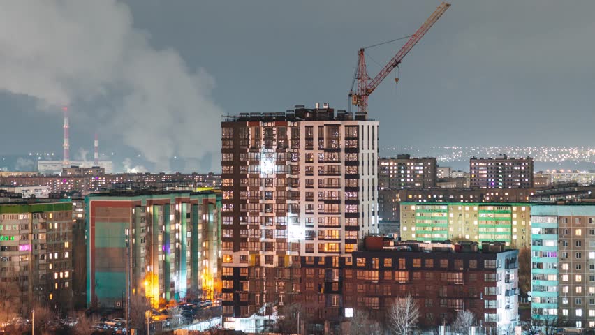 night view of moscow city