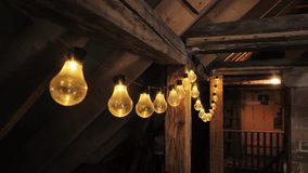 Vintage bulbs emit ambient glow in rustic indoor setting with wood textures - Powered by Shutterstock - Get 15% off with code: PIKWIZARD15