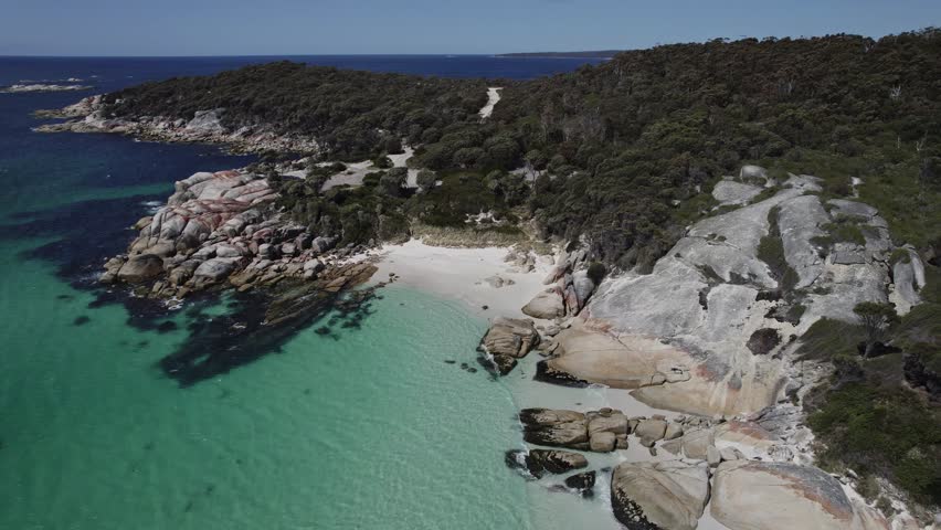 Aerial Shot Of Sloop Reef And Beach In Tasmania, Australia