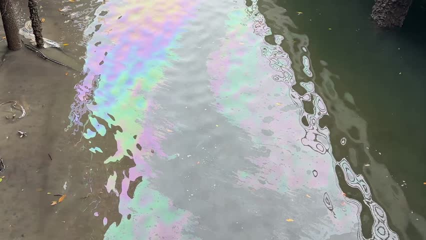 Oil Spill Pollution in Water Environmental Disaster Marine Contamination Industrial Waste Cleanup