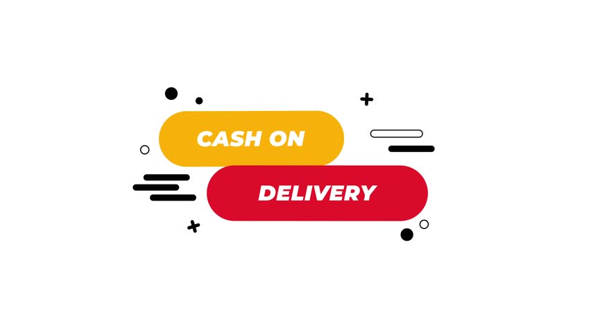 Minimal flat cash on delivery animation with colorful labels and clean typography, perfect for e-commerce features, online shop promos, delivery service ads, and marketing videos.