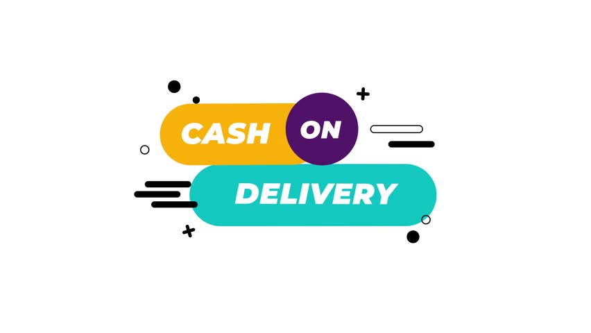 Minimal flat cash on delivery animation with colorful labels and clean typography, perfect for e-commerce features, online shop promos, delivery service ads, and marketing videos.