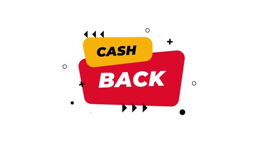 Minimal flat cash back animation with bold red and yellow labels, clean typography, perfect for e-commerce promotions, discount offers, reward programs, and marketing ads.