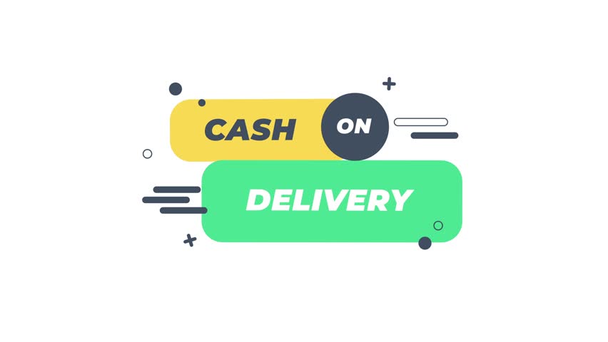 Minimal flat cash on delivery animation with colorful labels and clean typography, perfect for e-commerce features, online shop promos, delivery service ads, and marketing videos.