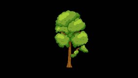 Pixel art tree with swaying leaves scattering, transparent background, green - Powered by Shutterstock - Get 15% off with code: PIKWIZARD15