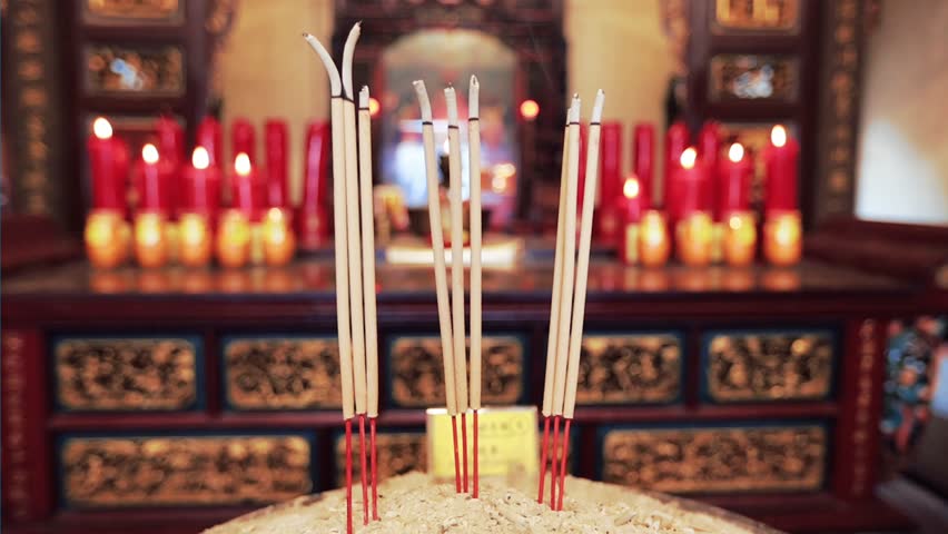 Burning temple insence stick in the Buddhist temple in Malaysia